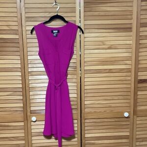 DKNY Fuchsia Button-Down Mini Dress